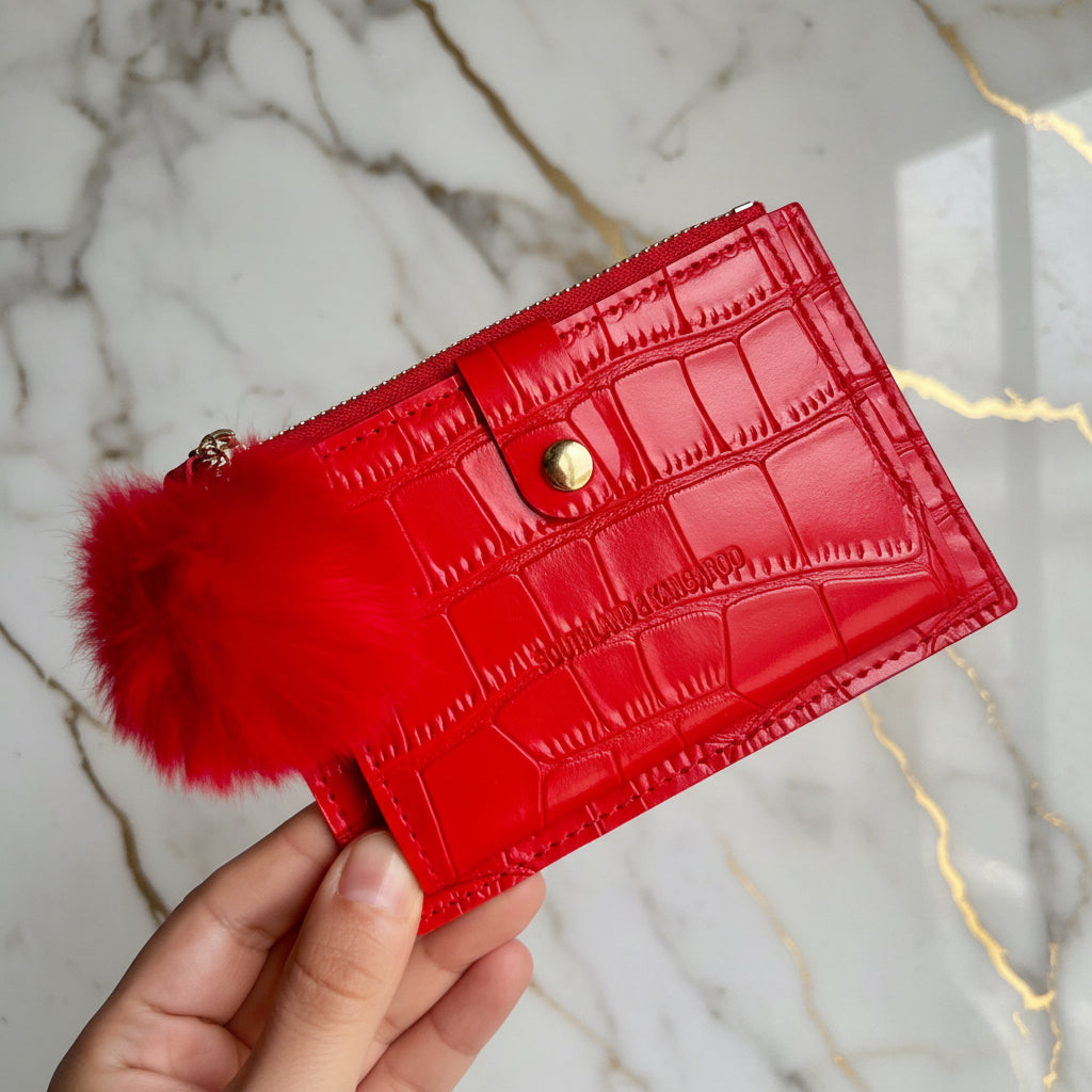 Wallet Red with Fur