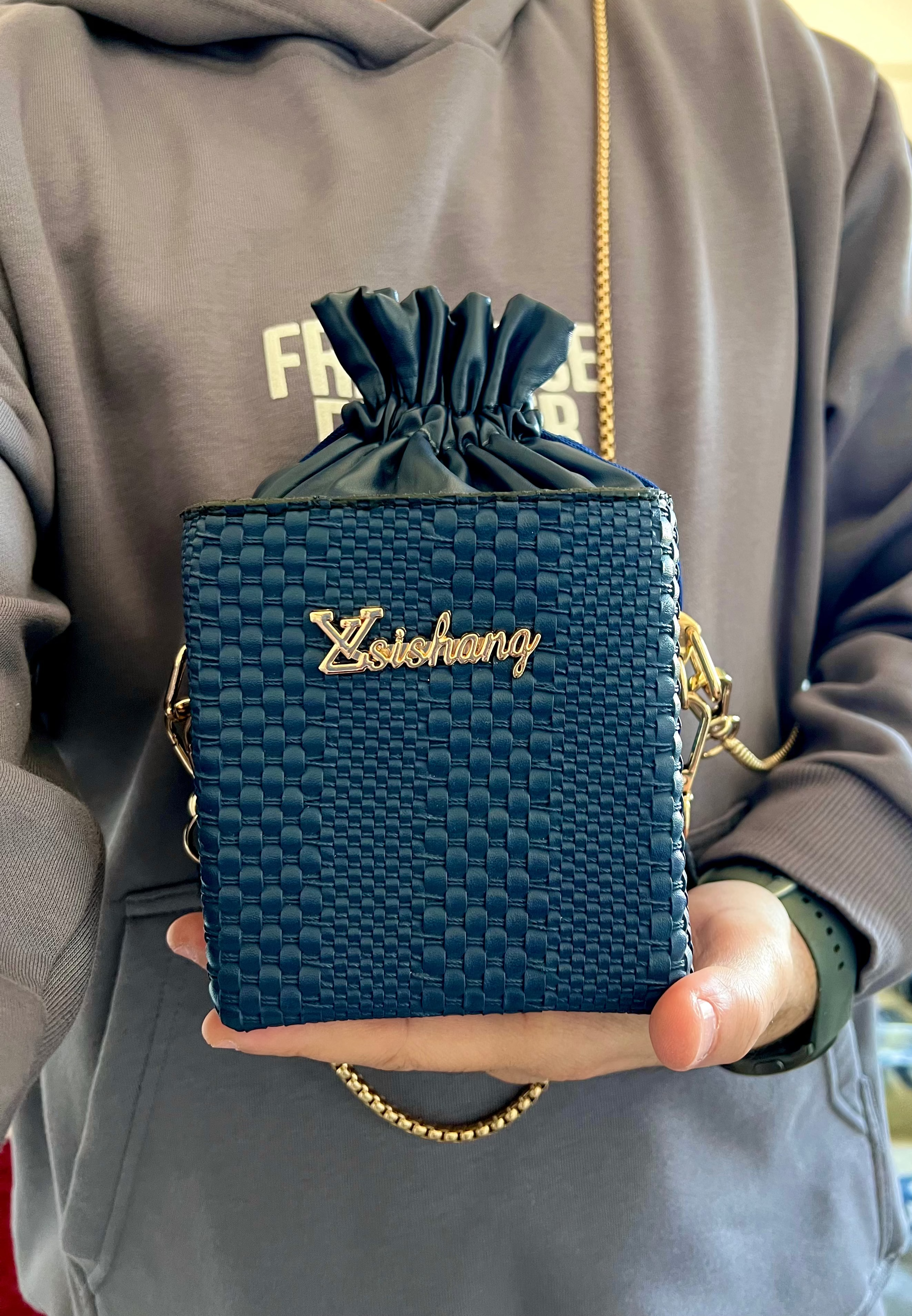 Navy Box Bag